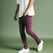 "RUNNER" BURGUNDY SKINNY DENIM