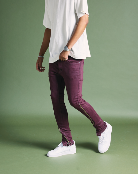 "RUNNER" BURGUNDY SKINNY DENIM