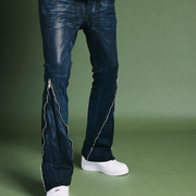 "RUNNER" BLACK BLUE WAXED SKINNY JEAN