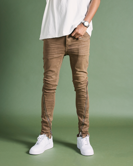 "RUNNER" BROWN SKINNY DENIM