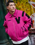 "WILD BUNCH" FUCHSIA VARSITY JACKET