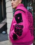 "WILD BUNCH" FUCHSIA VARSITY JACKET