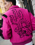 "WILD BUNCH" FUCHSIA VARSITY JACKET