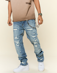 "RUGGED DREAM " BLUE WASH SKINNY JEAN