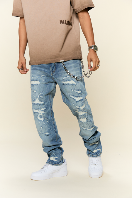 "RUGGED DREAM " BLUE WASH SKINNY JEAN