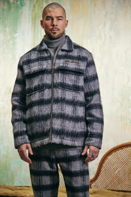 "PIONEER " BLACK/GREY MOHAIR JACKET