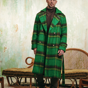 "CELERITÁ" GREEN AND BLACK MOHAIR TRENCH COAT