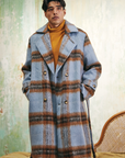 "CELERITÁ" BLUE-BROWN MOHAIR TRENCH COAT