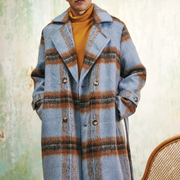 "CELERITÁ" BLUE-BROWN MOHAIR TRENCH COAT