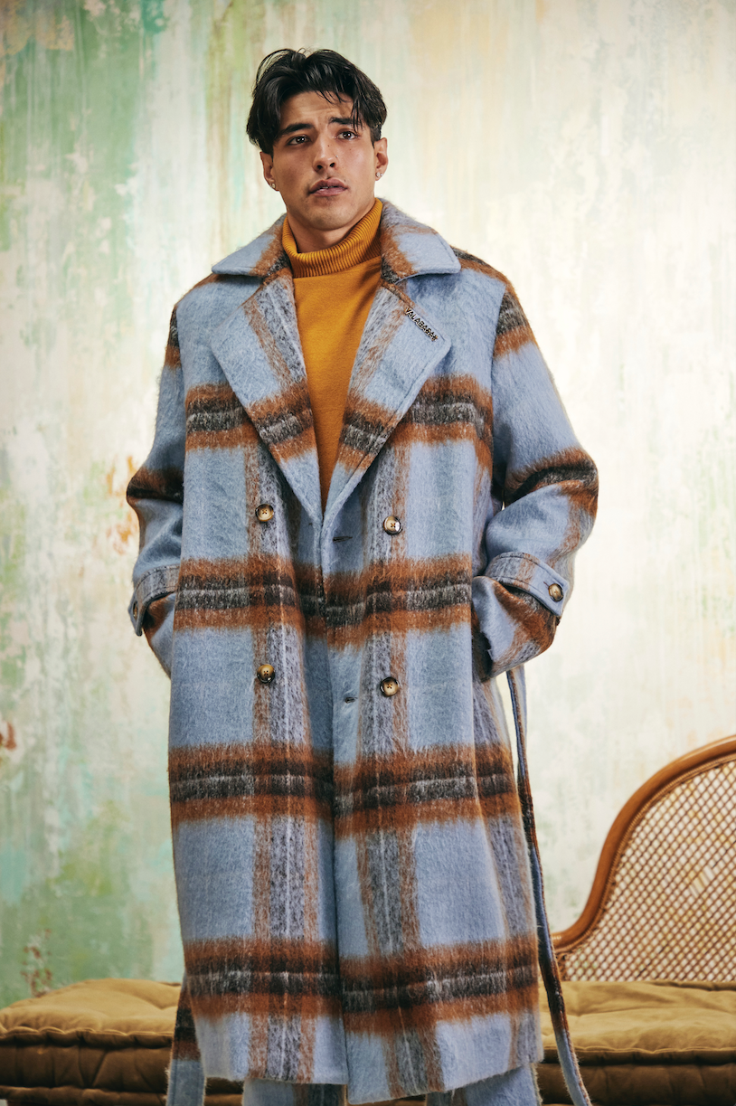 "CELERITÁ" BLUE-BROWN MOHAIR TRENCH COAT