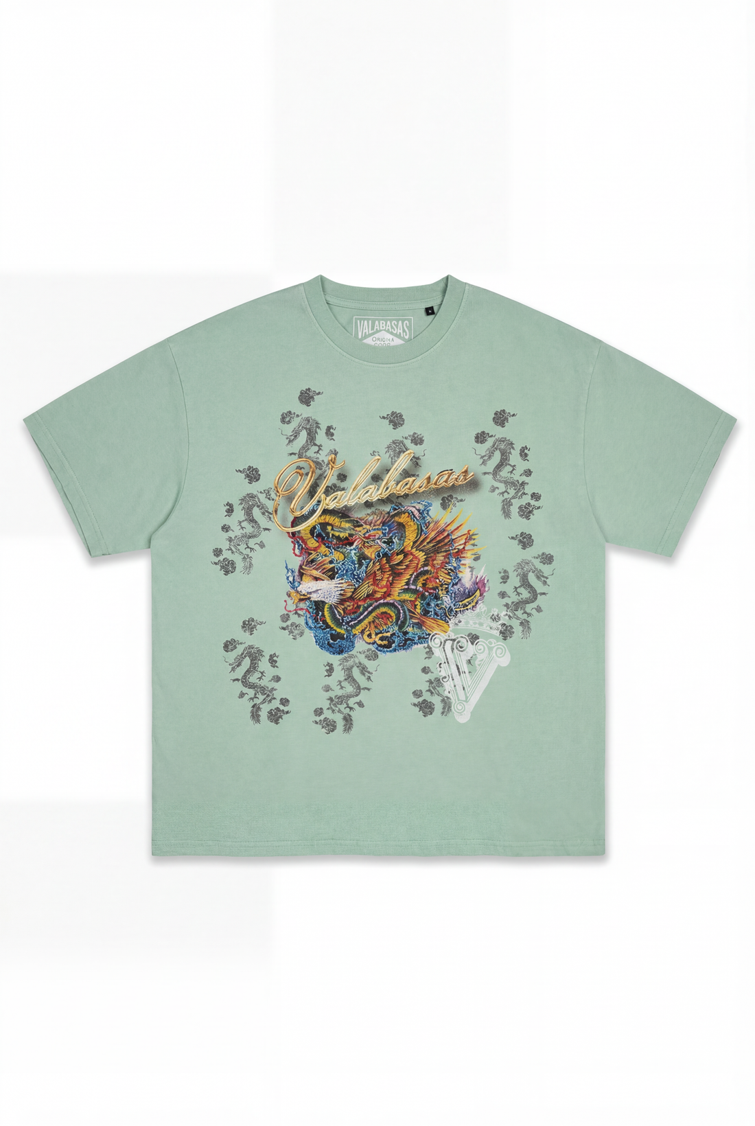 “CLOUDED DRAGON” TEE VINTAGE GREEN