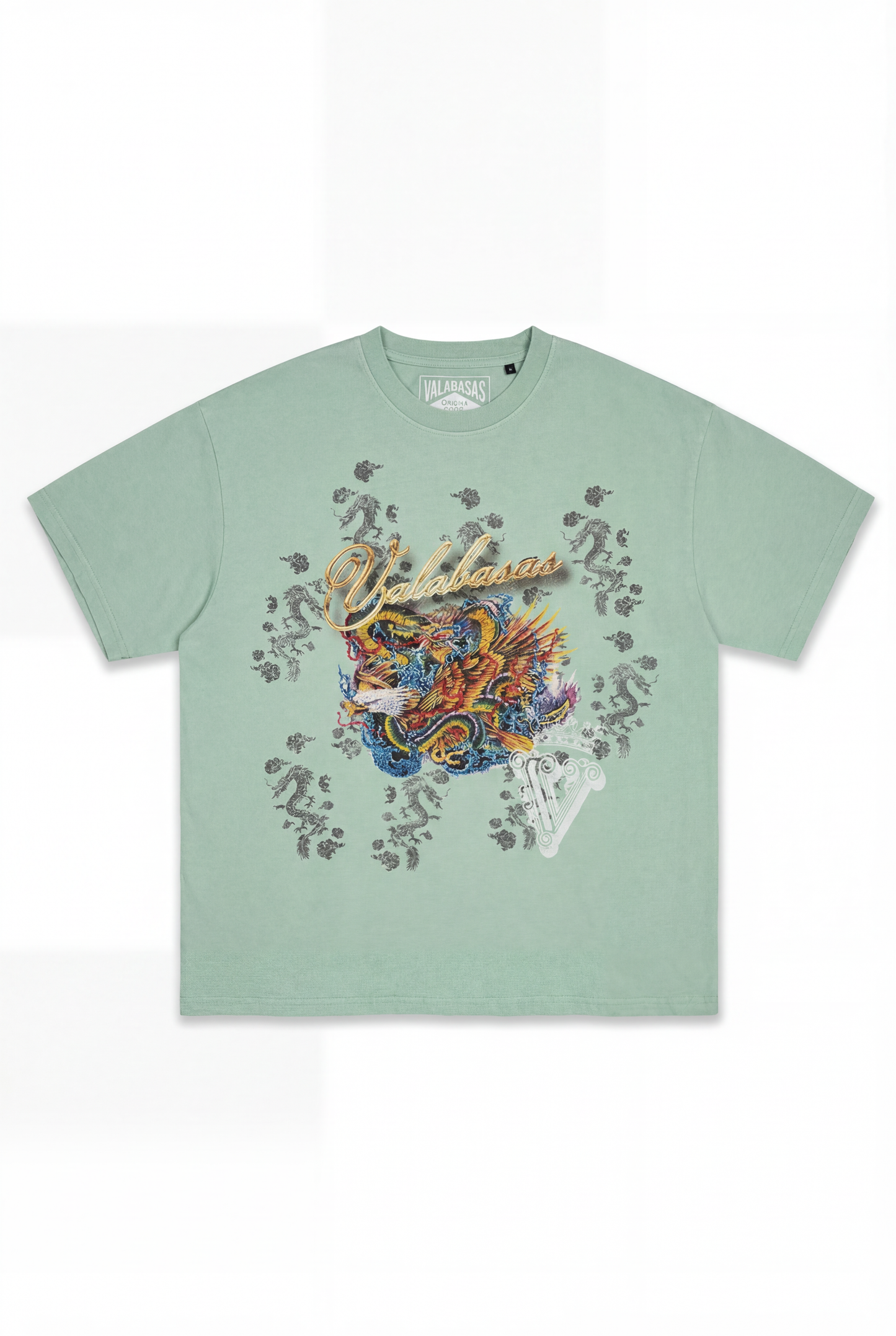 “CLOUDED DRAGON” TEE VINTAGE GREEN