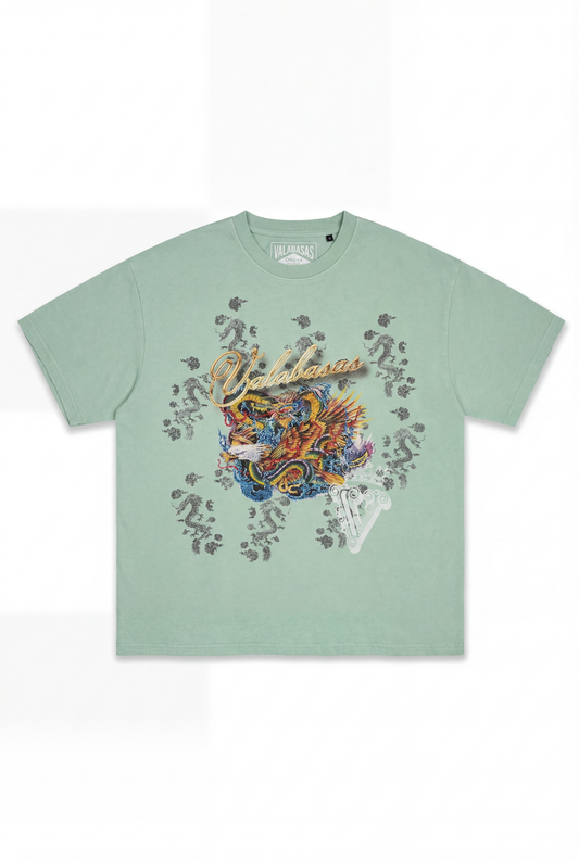 “CLOUDED DRAGON” TEE VINTAGE GREEN