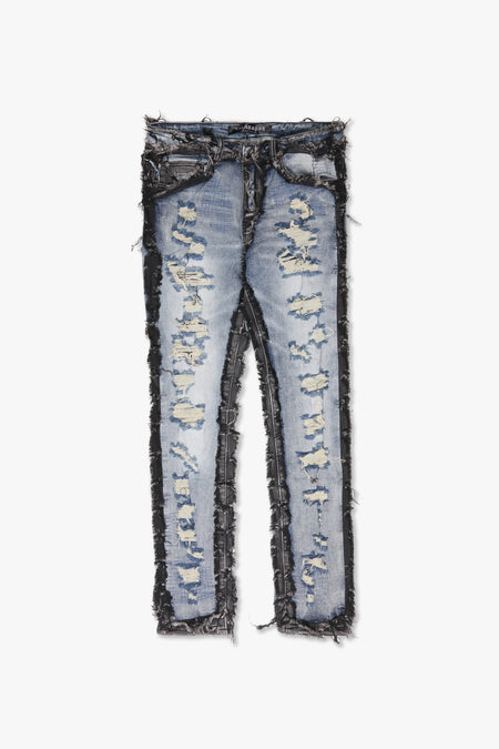 "IMPERIOR" BLACK/BLUE WASH SKINNY