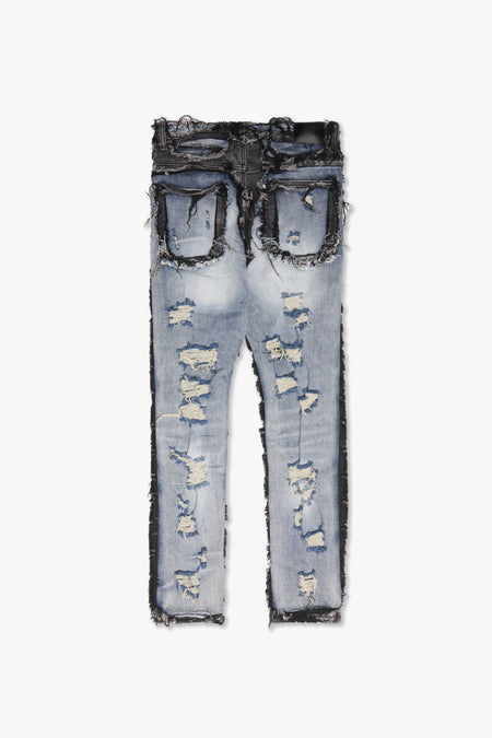 "IMPERIOR" BLACK/BLUE WASH SKINNY