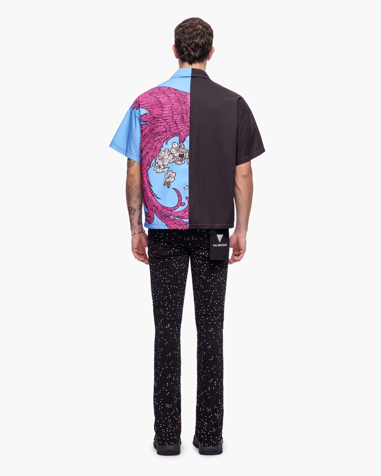 Velkai Button Down Black Blue Pink