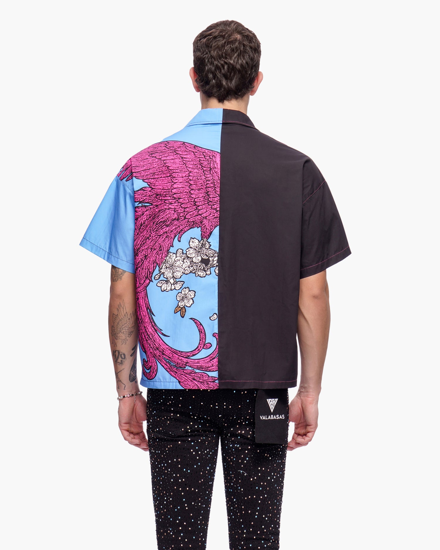 Velkai Button Down Black Blue Pink