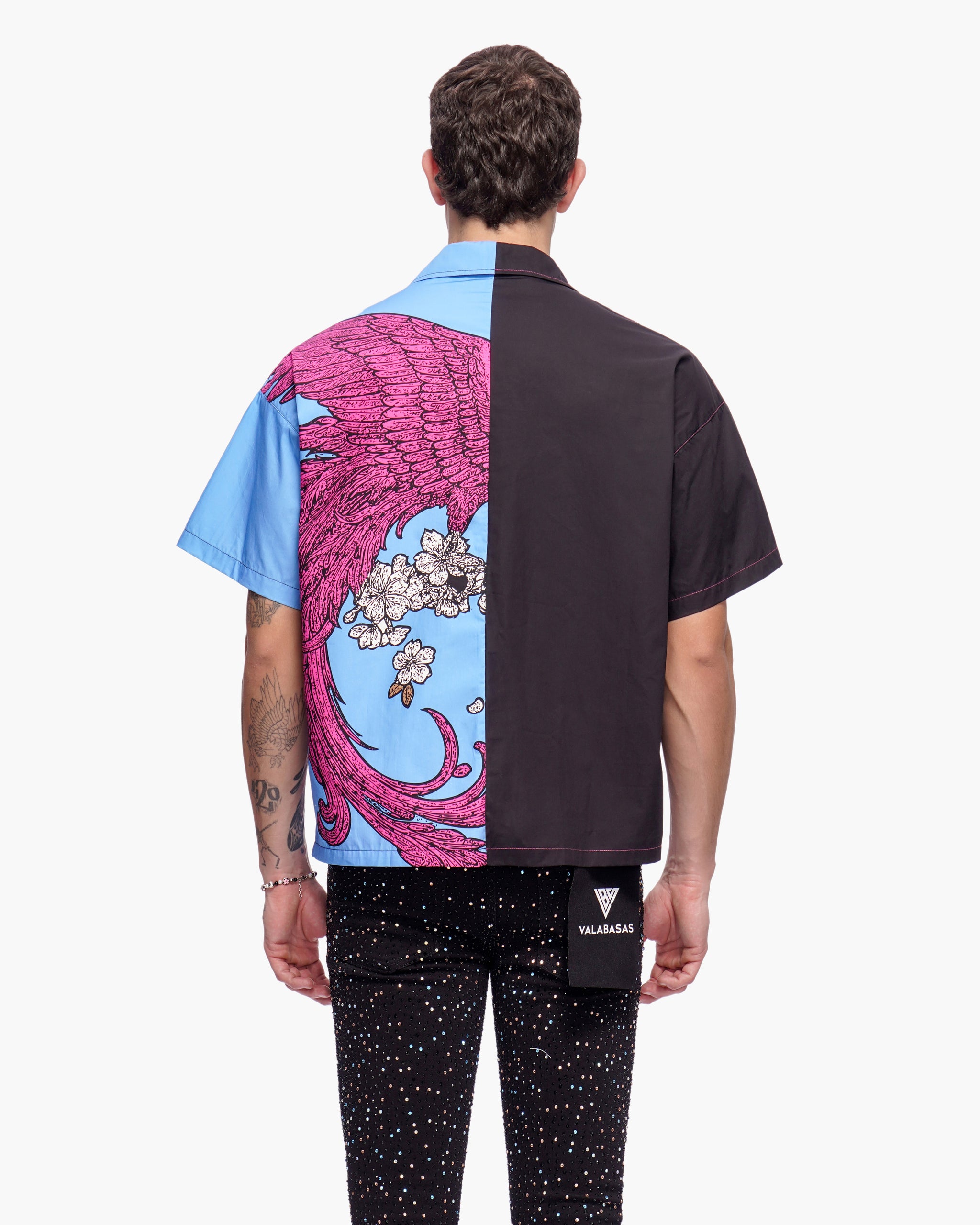 Velkai Button Down Black Blue Pink