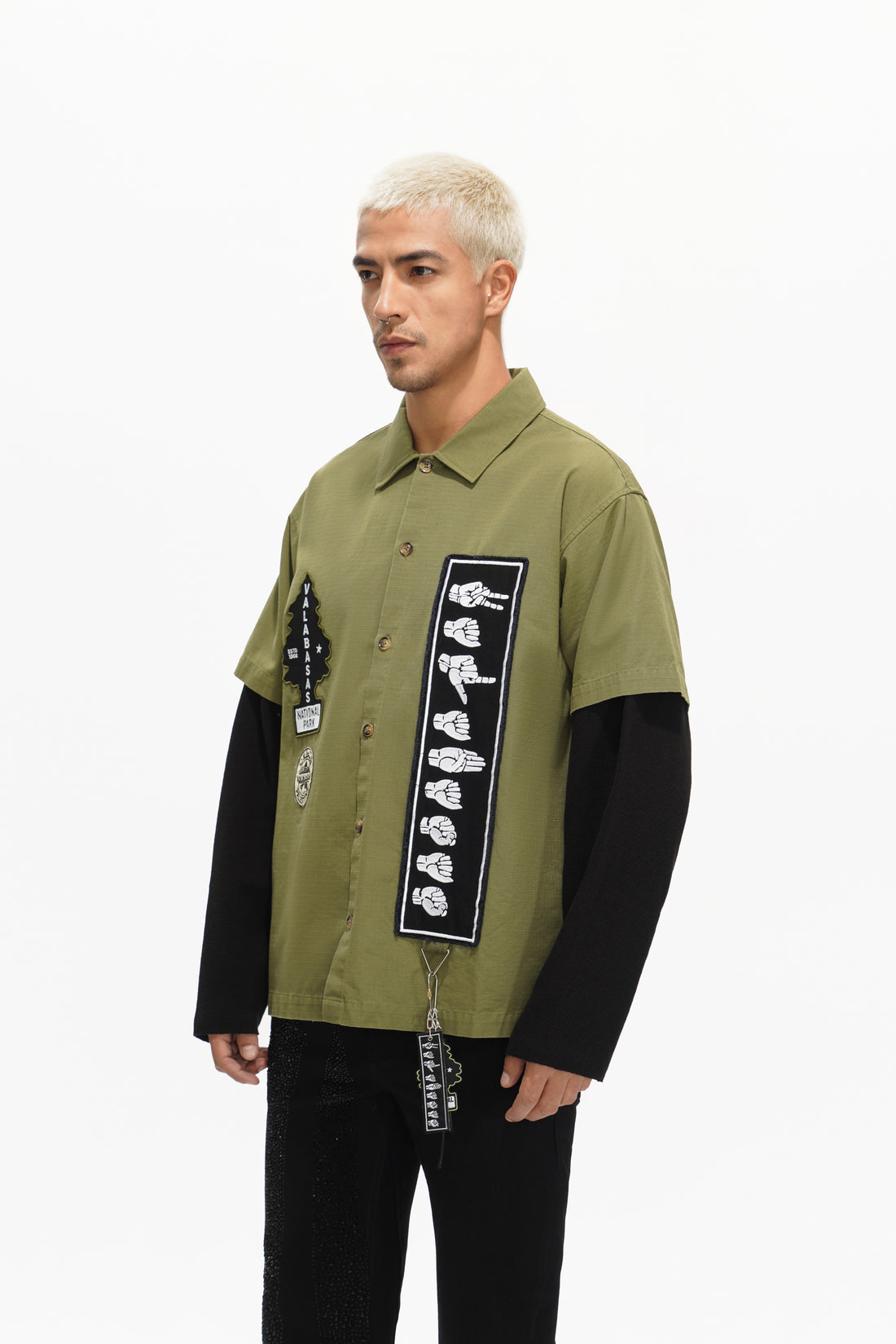 Summit Olive Layered Button Down