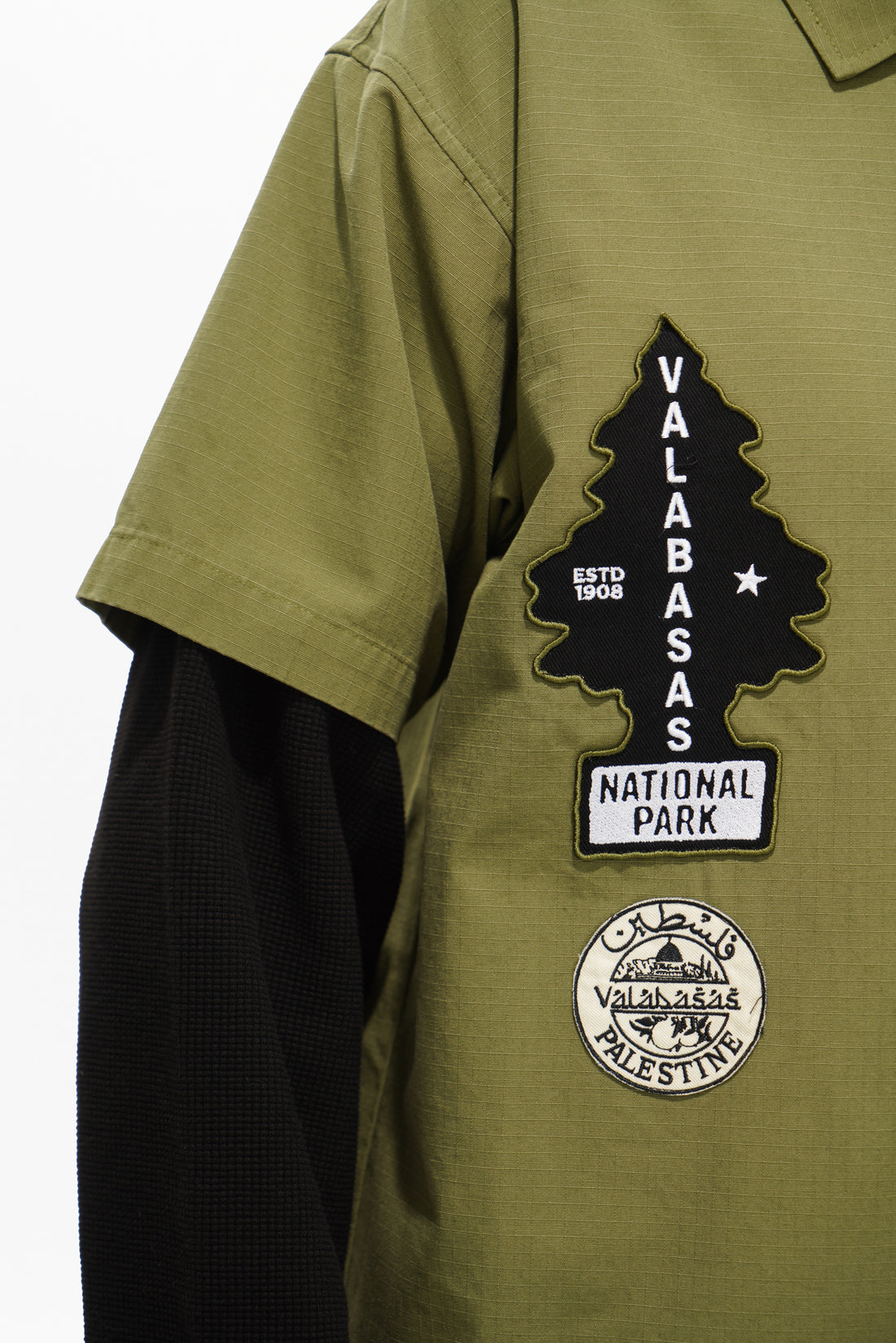 Summit Olive Layered Button Down