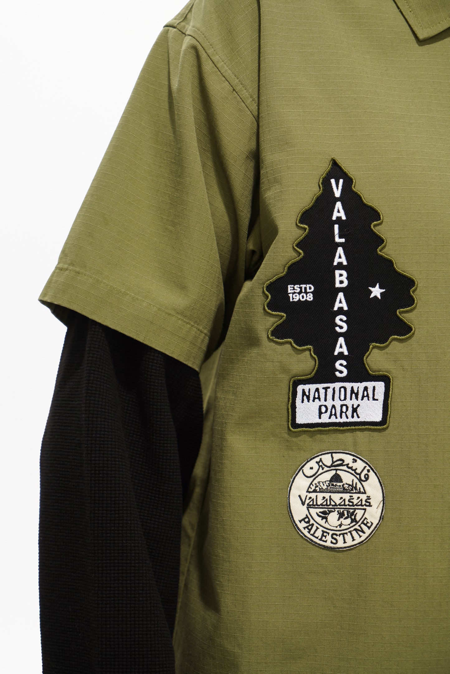 Summit Olive Layered Button Down