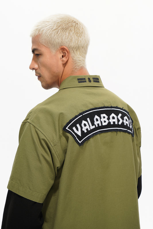 Summit Olive Layered Button Down