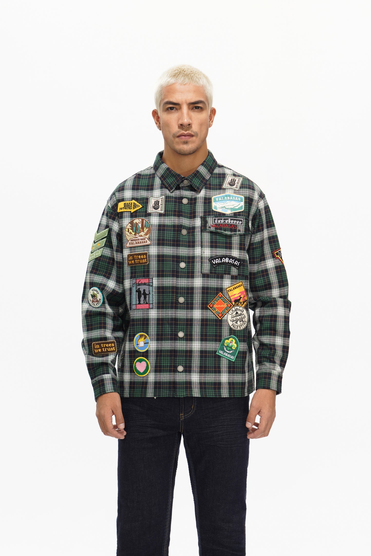 Forge Button Down Green/White/Black