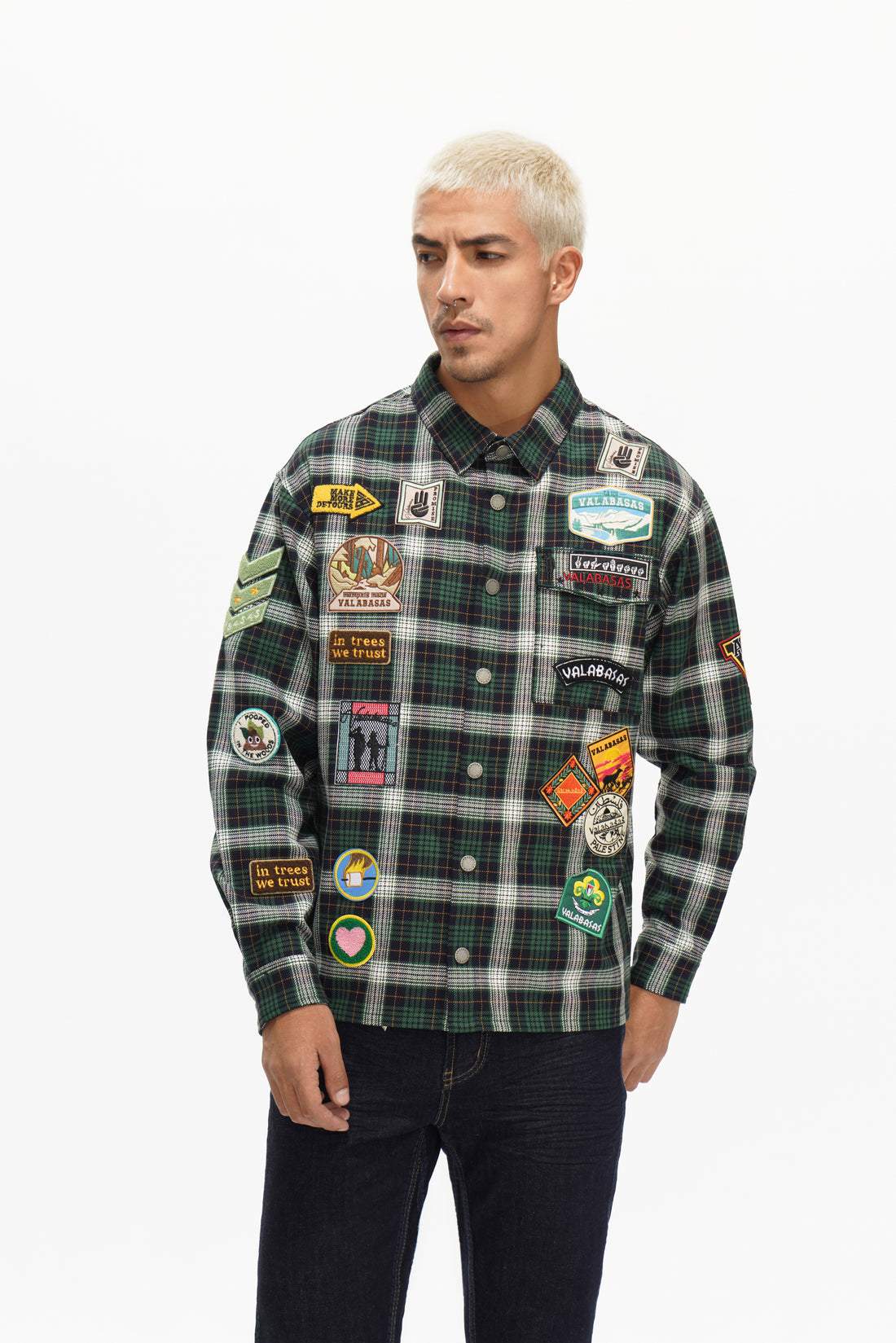 Forge Button Down Green/White/Black