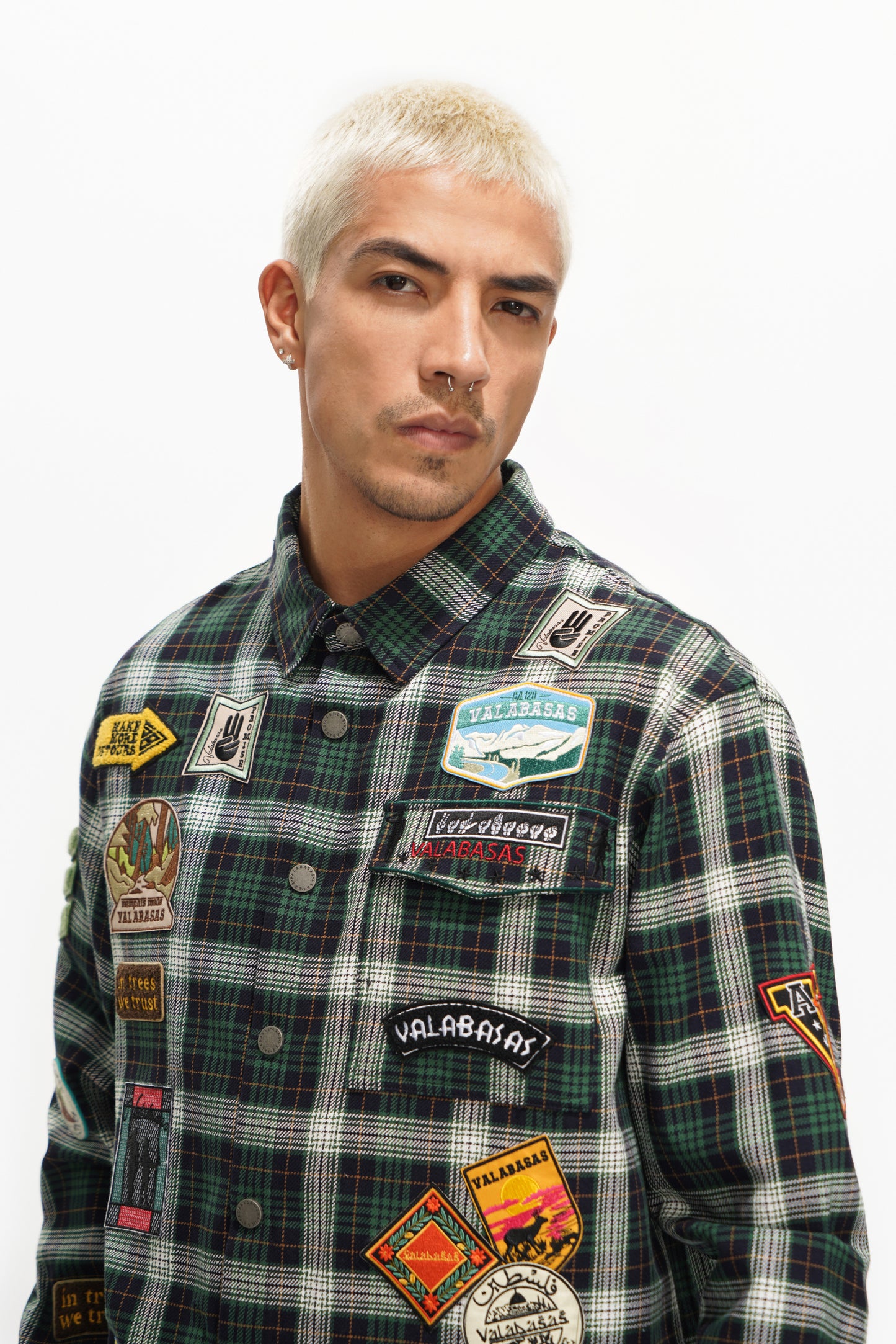 Forge Button Down Green/White/Black