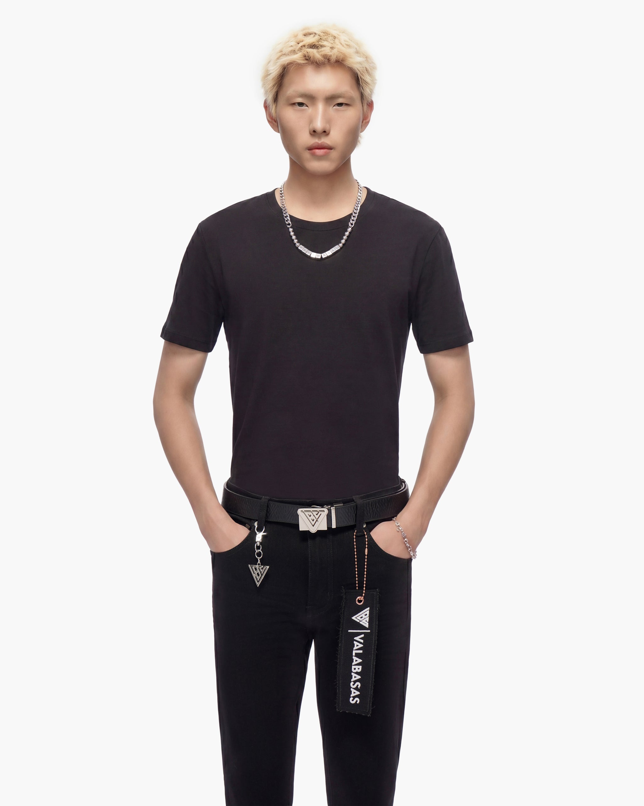 "SAIR" Black Leather Belt
