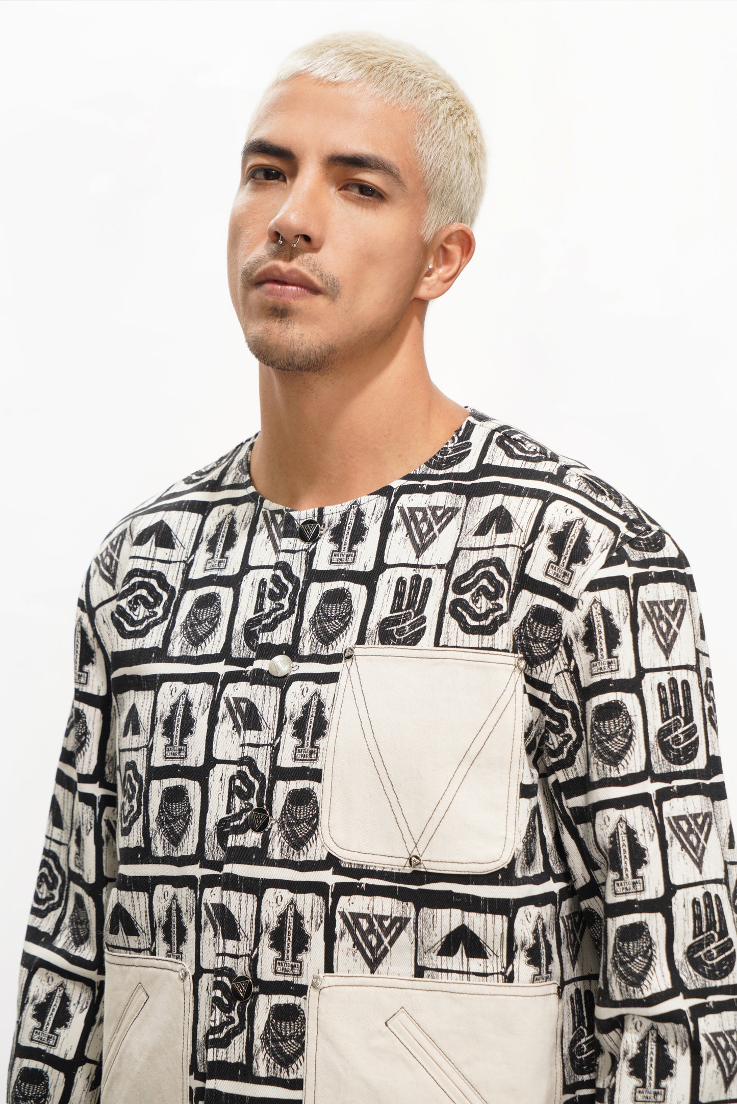 Outpost Black Cream Button Down