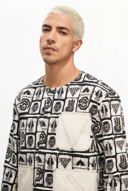 Outpost Black Cream Button Down