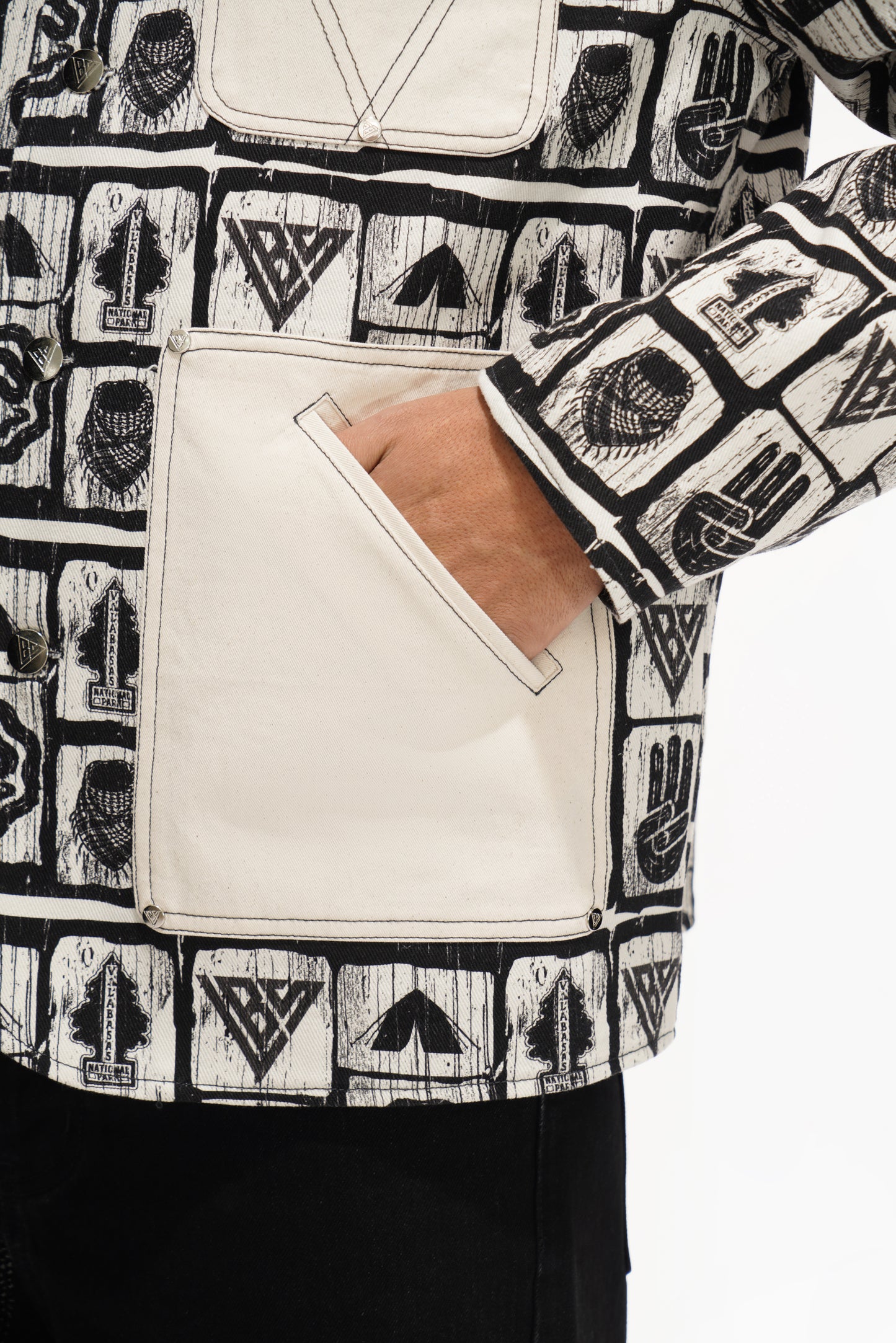 Outpost Black Cream Button Down