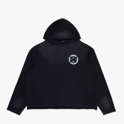 "CAMPAIGN" BLACK CROPPED HOODIE