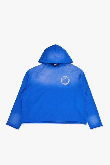 "CAMPAIGN" BLUE CROPPED HOODIE