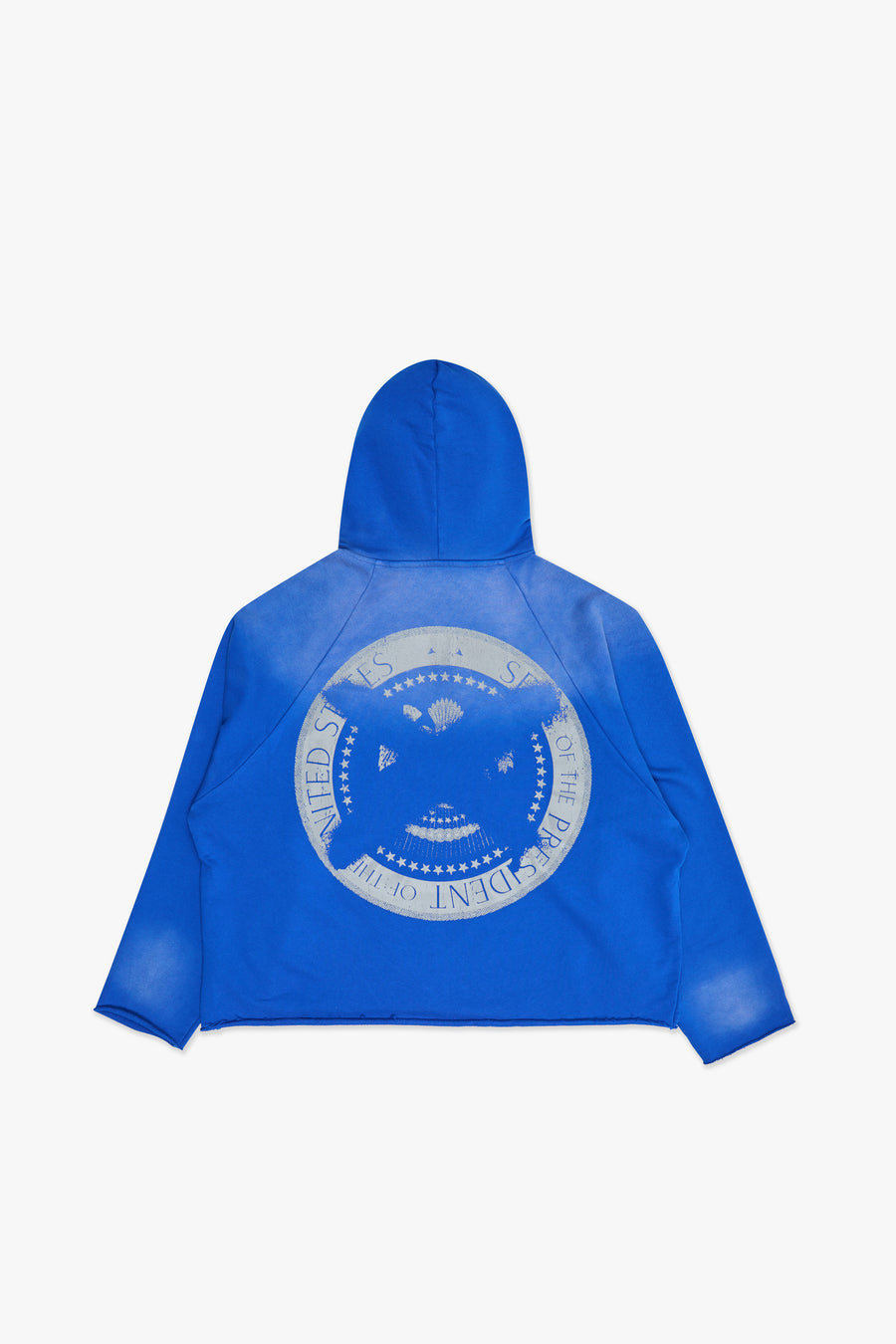 "CAMPAIGN" BLUE CROPPED HOODIE