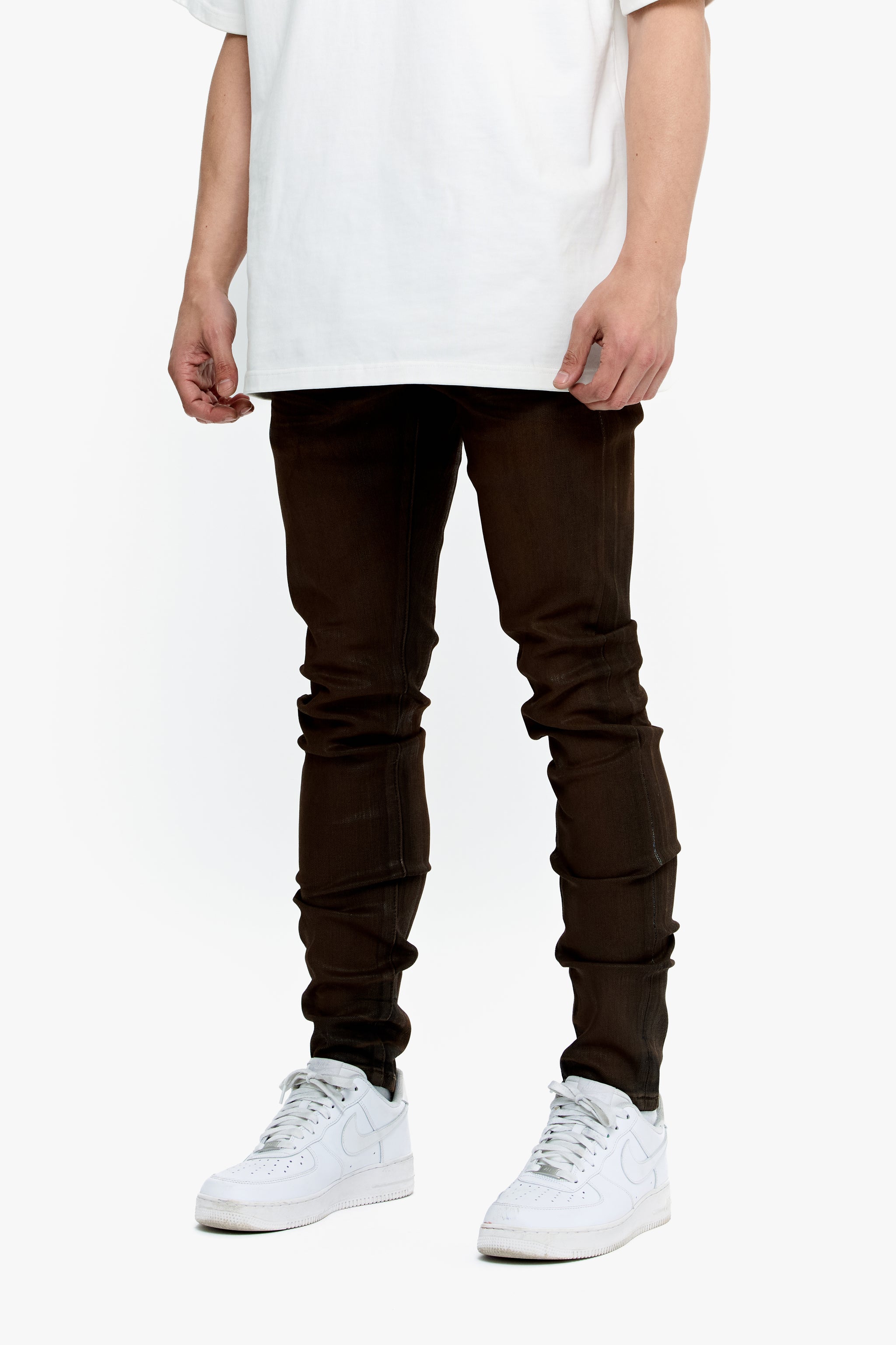 Mr.Flex Tan Waxed Skinny Jeans