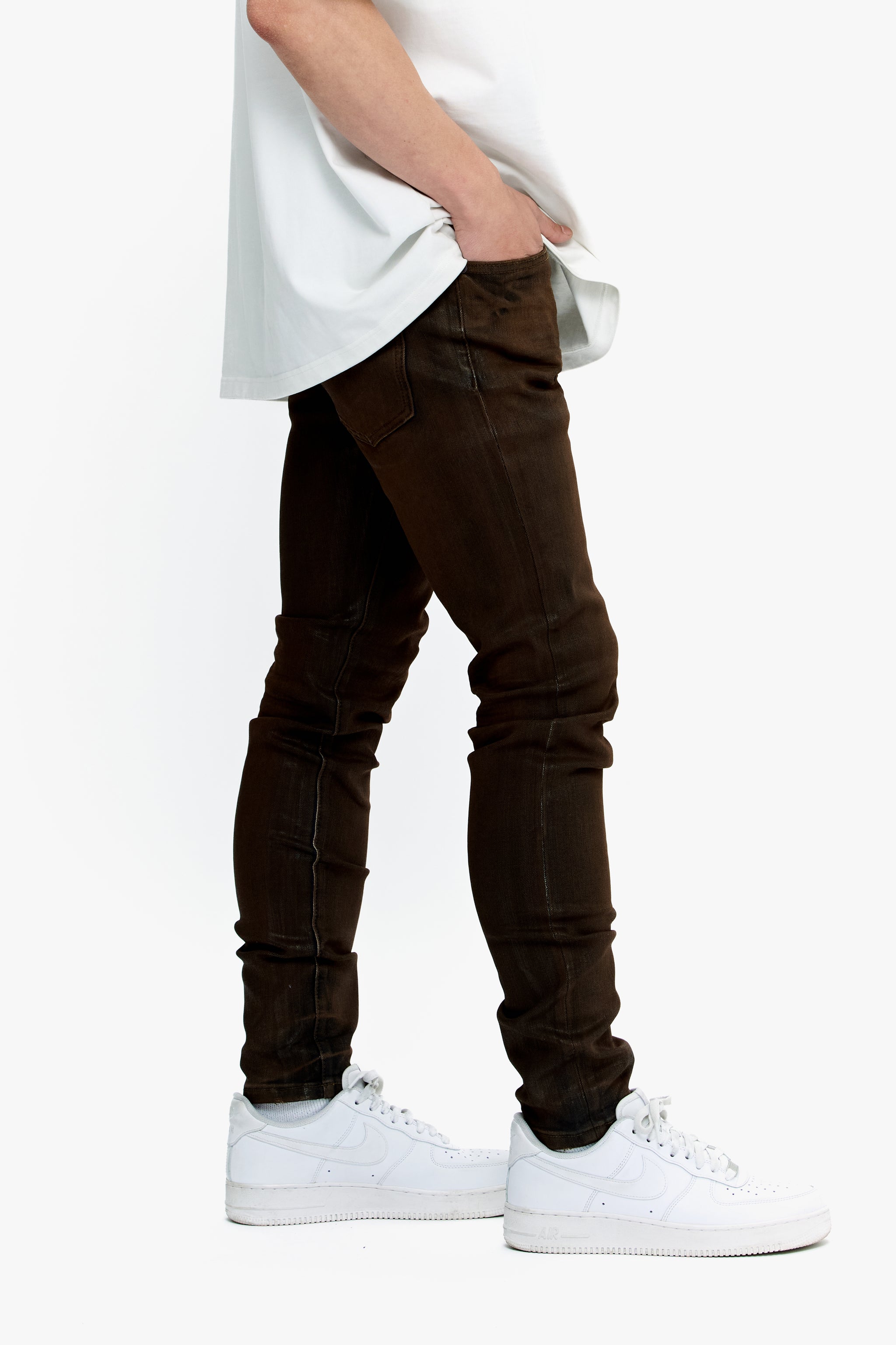Mr.Flex Tan Waxed Skinny Jeans