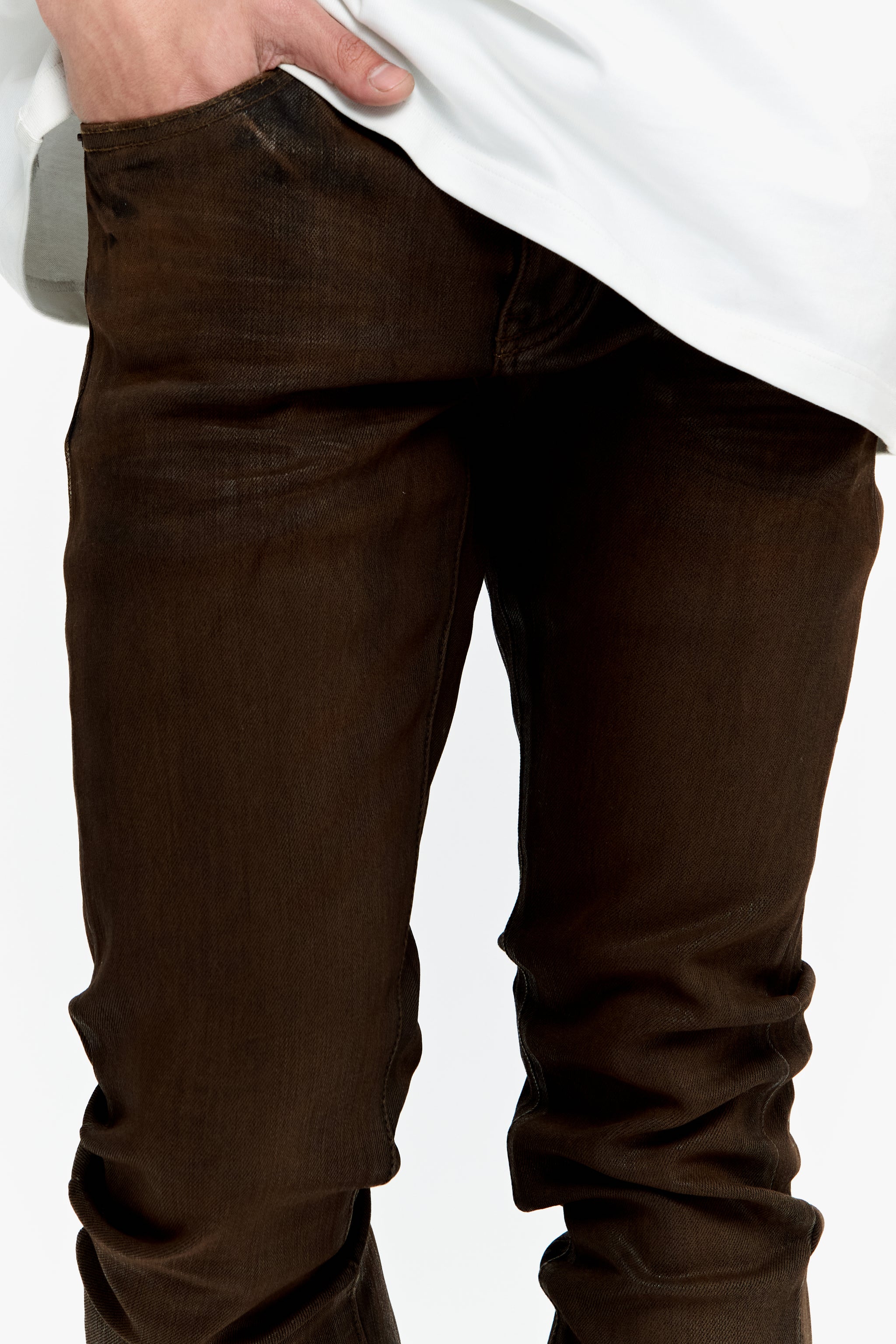 Mr.Flex Tan Waxed Skinny Jeans