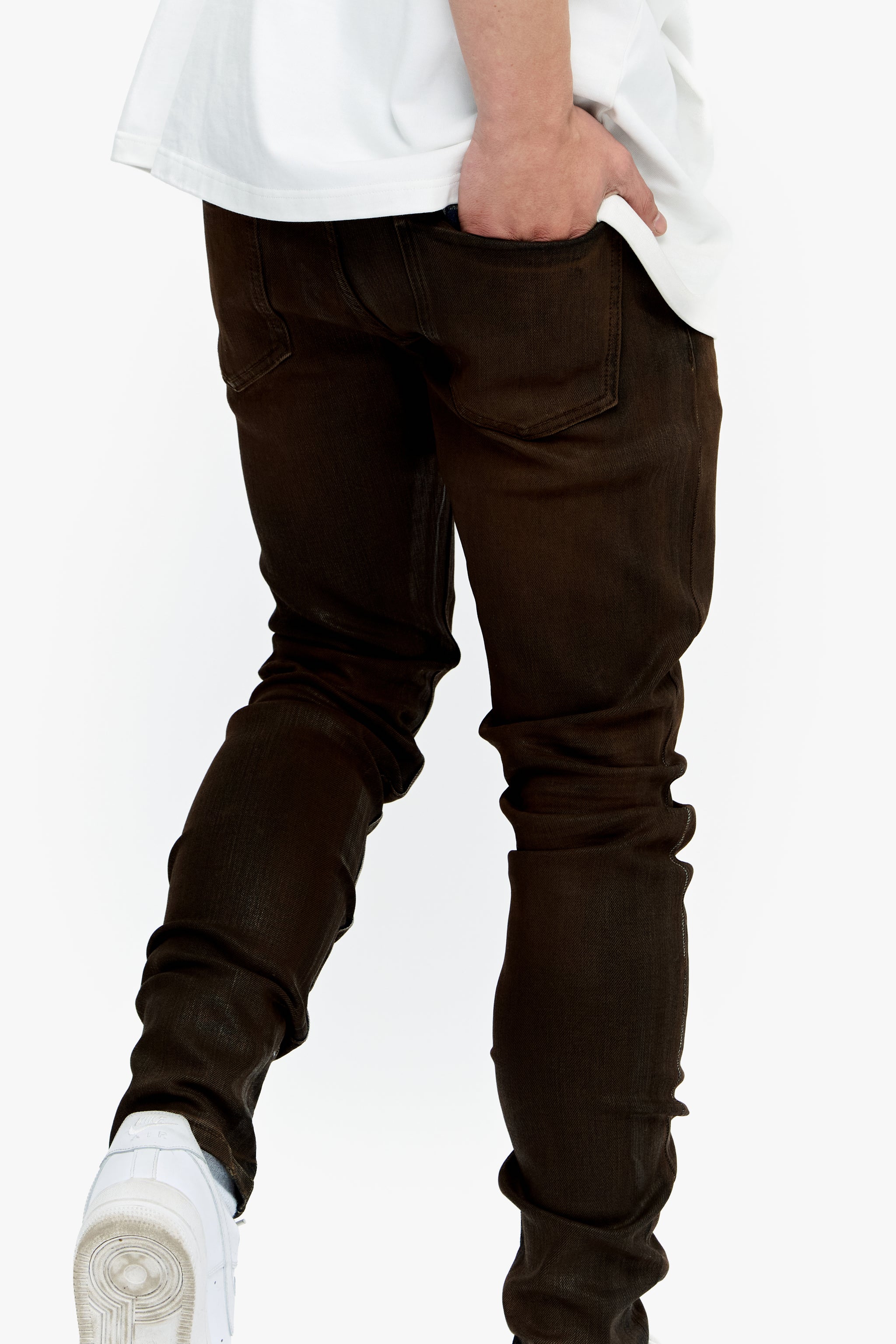 Mr.Flex Tan Waxed Skinny Jeans