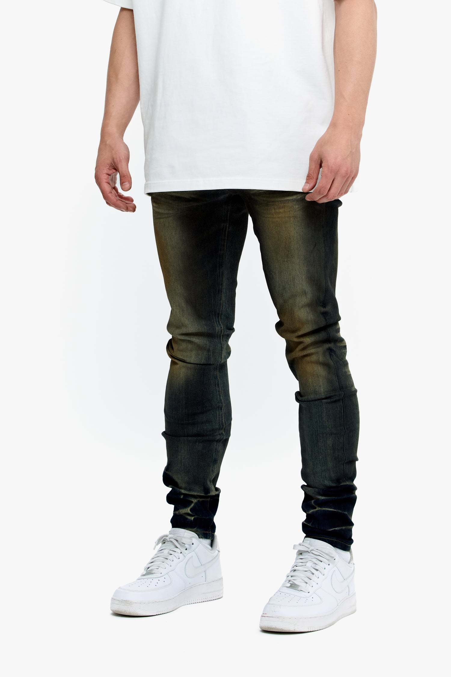 Mr.Flex Yellow Vintage Blue Wash Skinny Jeans