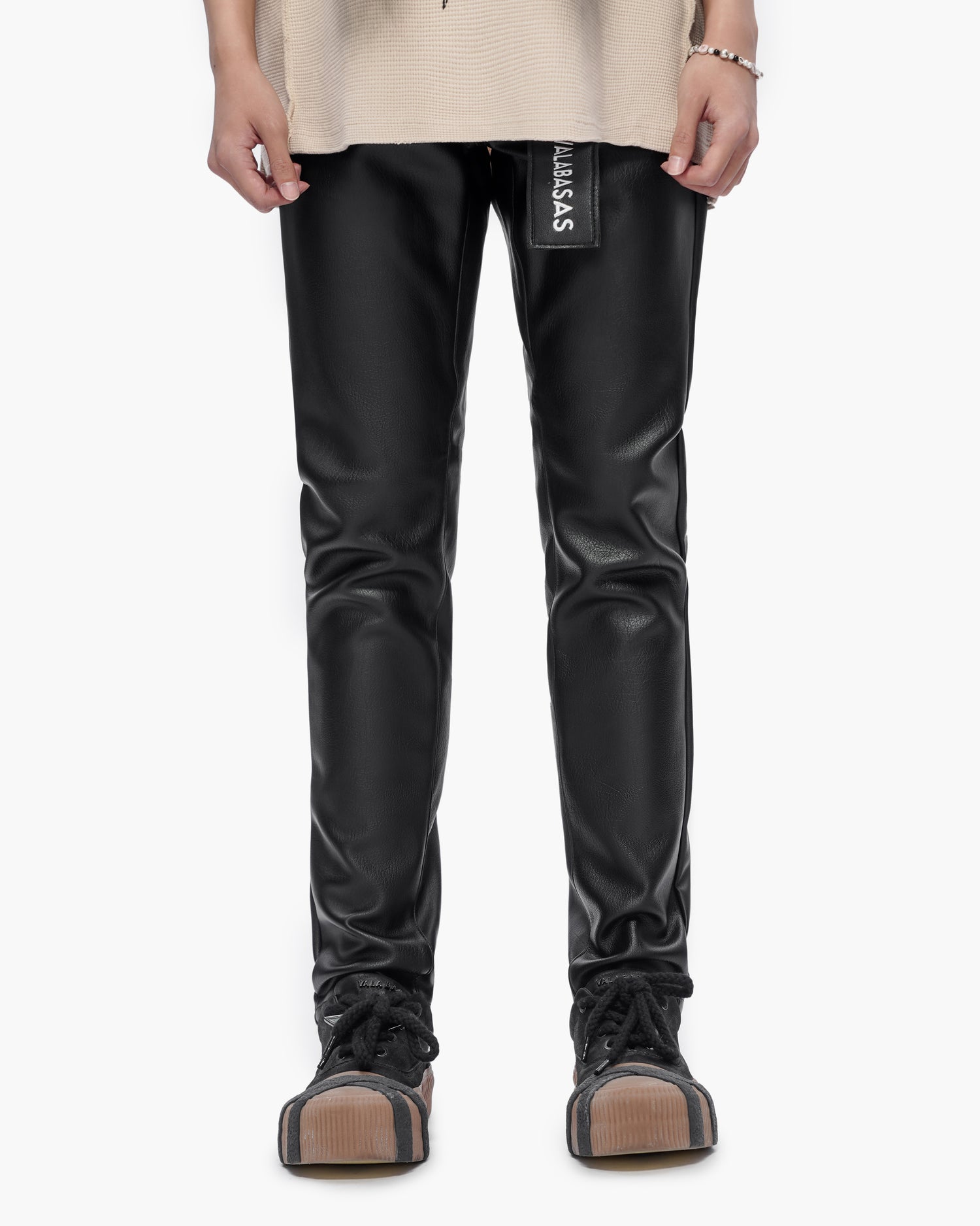 Mr.Slim Black Leather Jeans