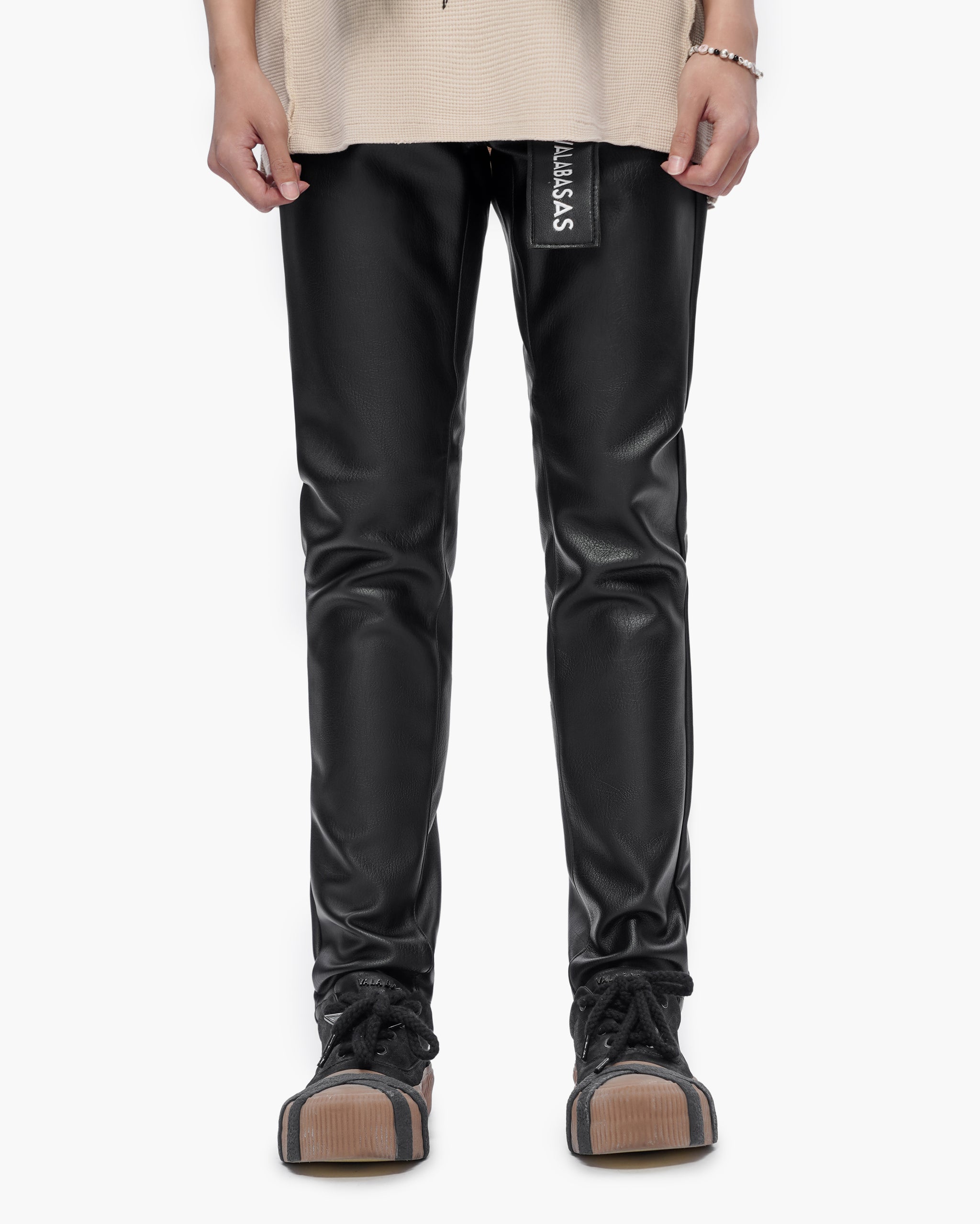 Mr.Slim Black Leather Jeans