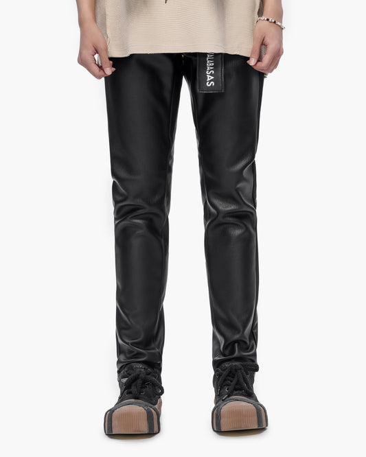 Mr.Slim Black Leather Jeans
