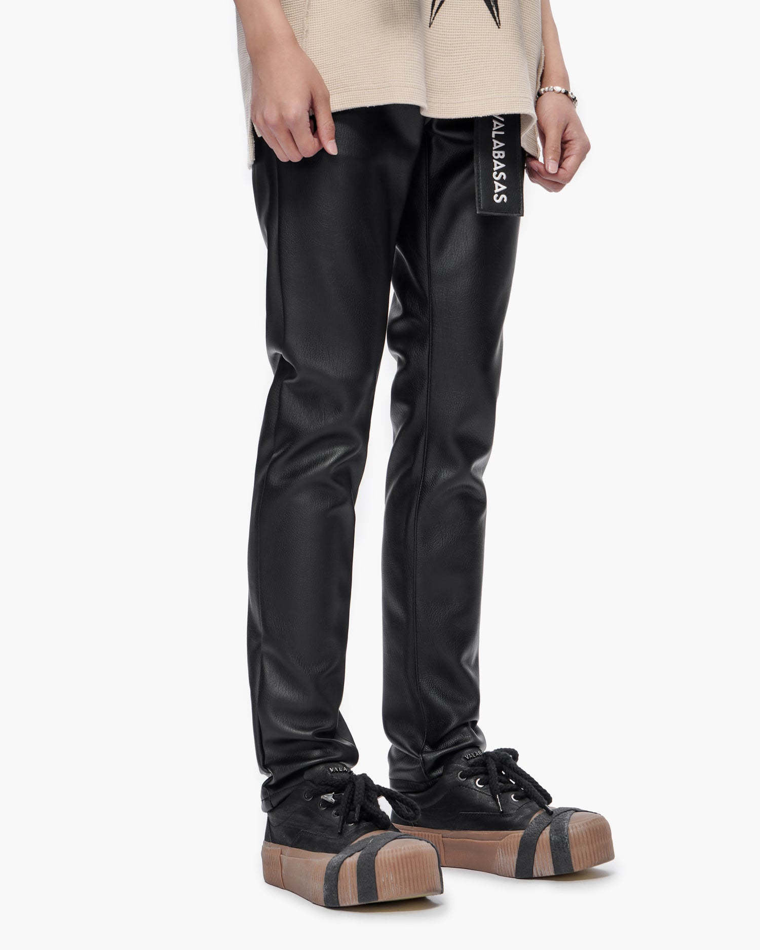 Mr.Slim Black Leather Jeans