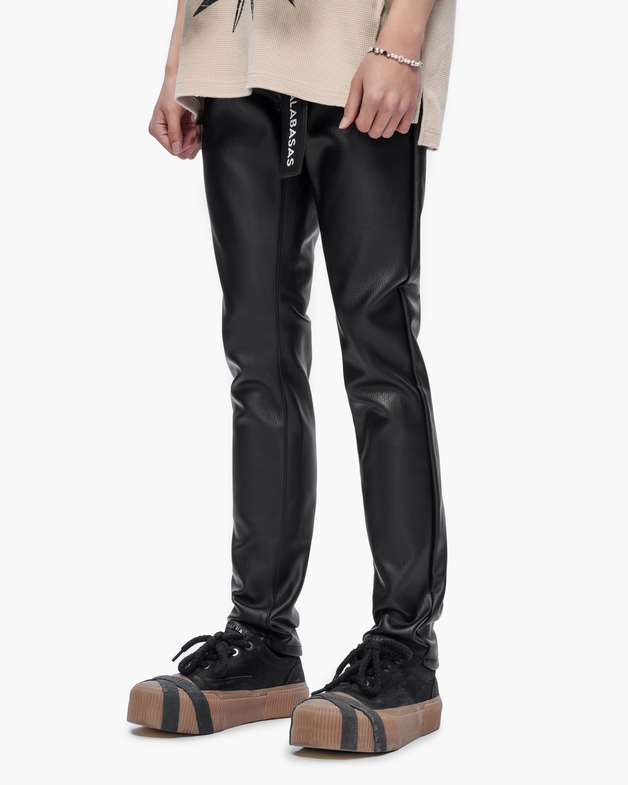Mr.Slim Black Leather Jeans