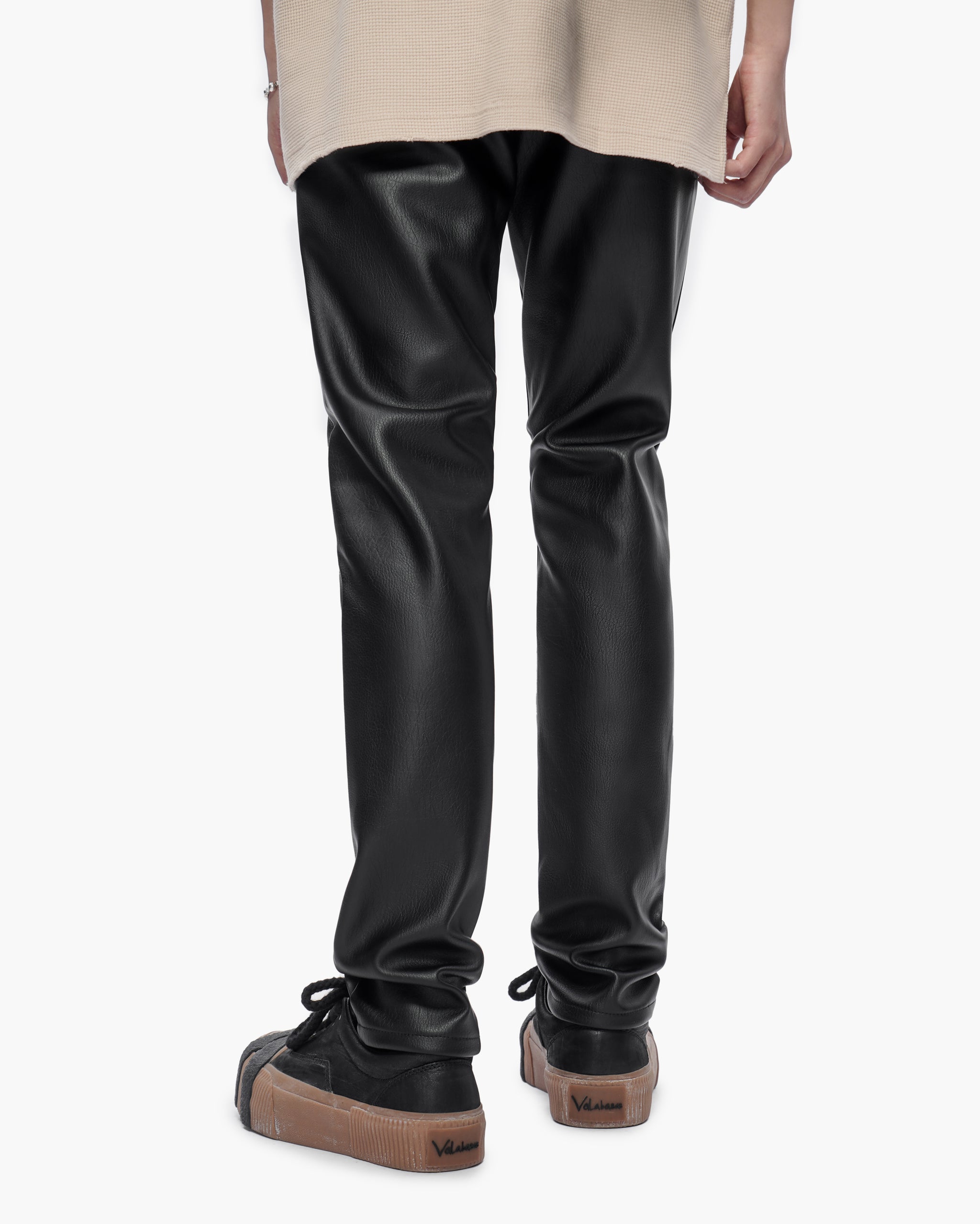 Mr.Slim Black Leather Jeans