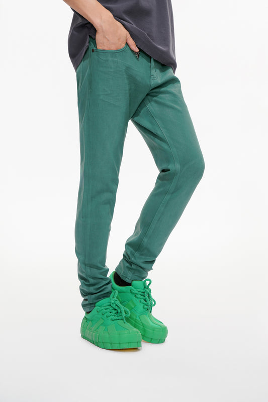 Mr.Slim Green Waxed Skinny Jean