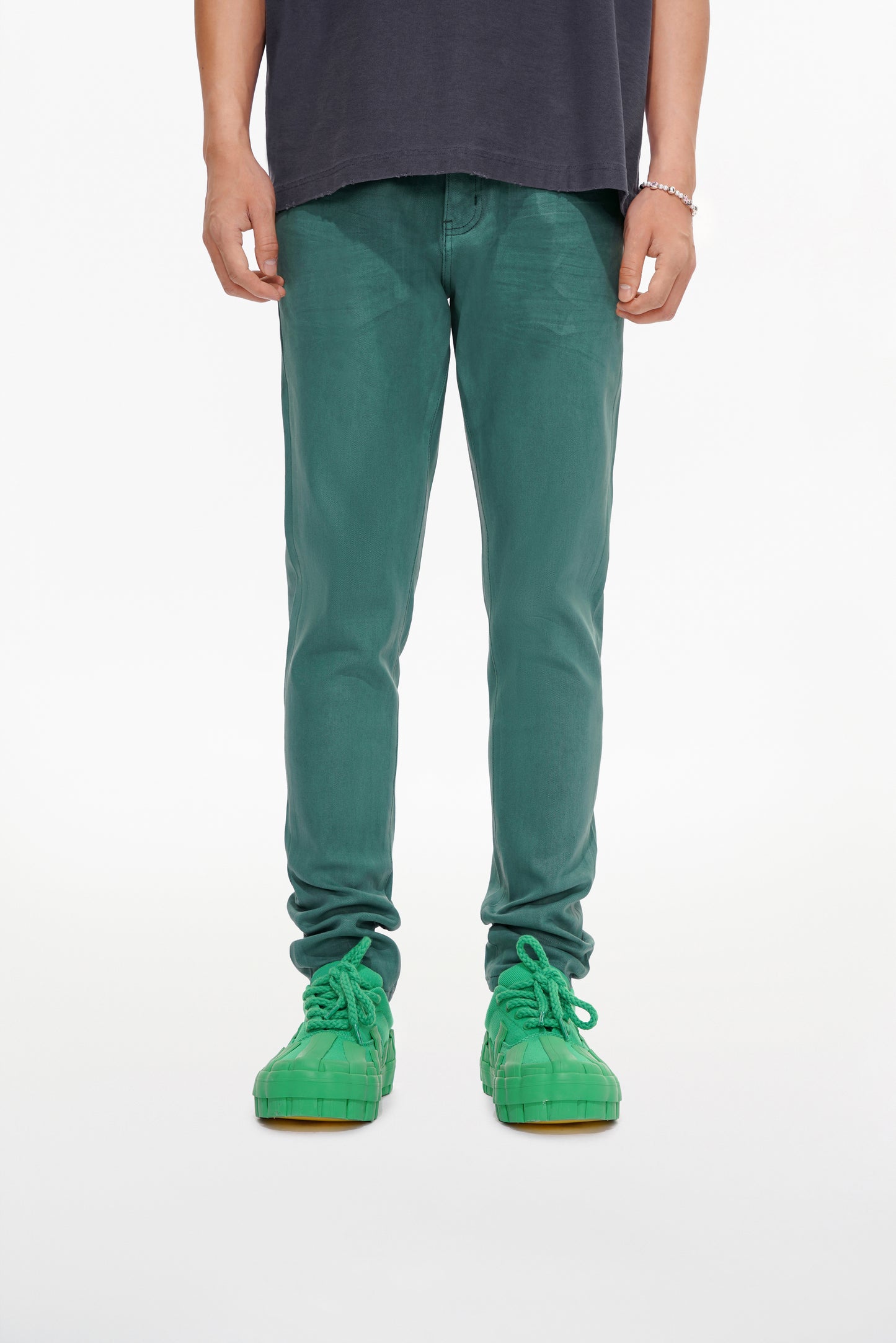 Mr.Slim Green Waxed Skinny Jean