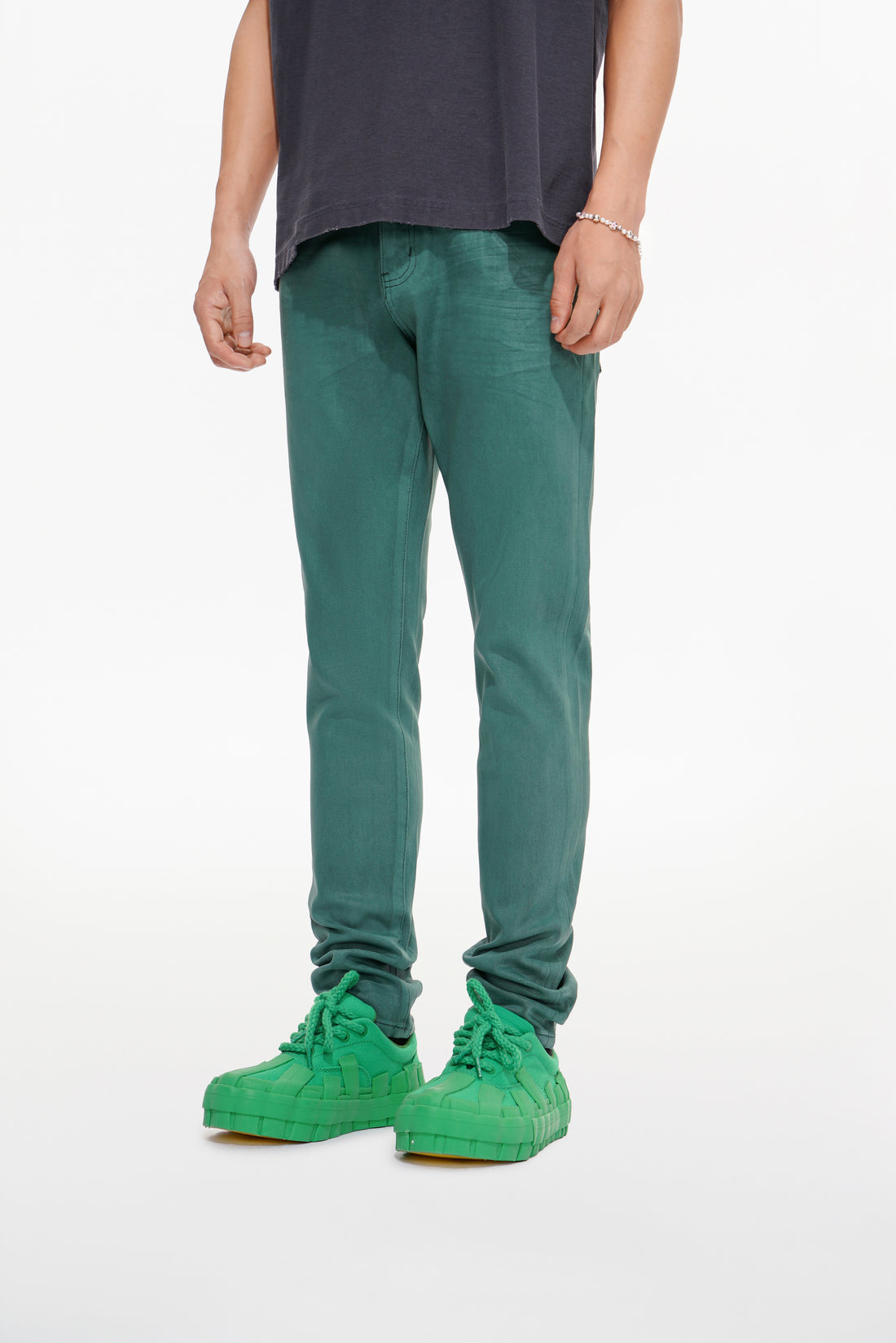 Mr.Slim Green Waxed Skinny Jean